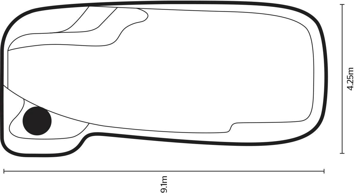 The Freedom 9.1m dimensions