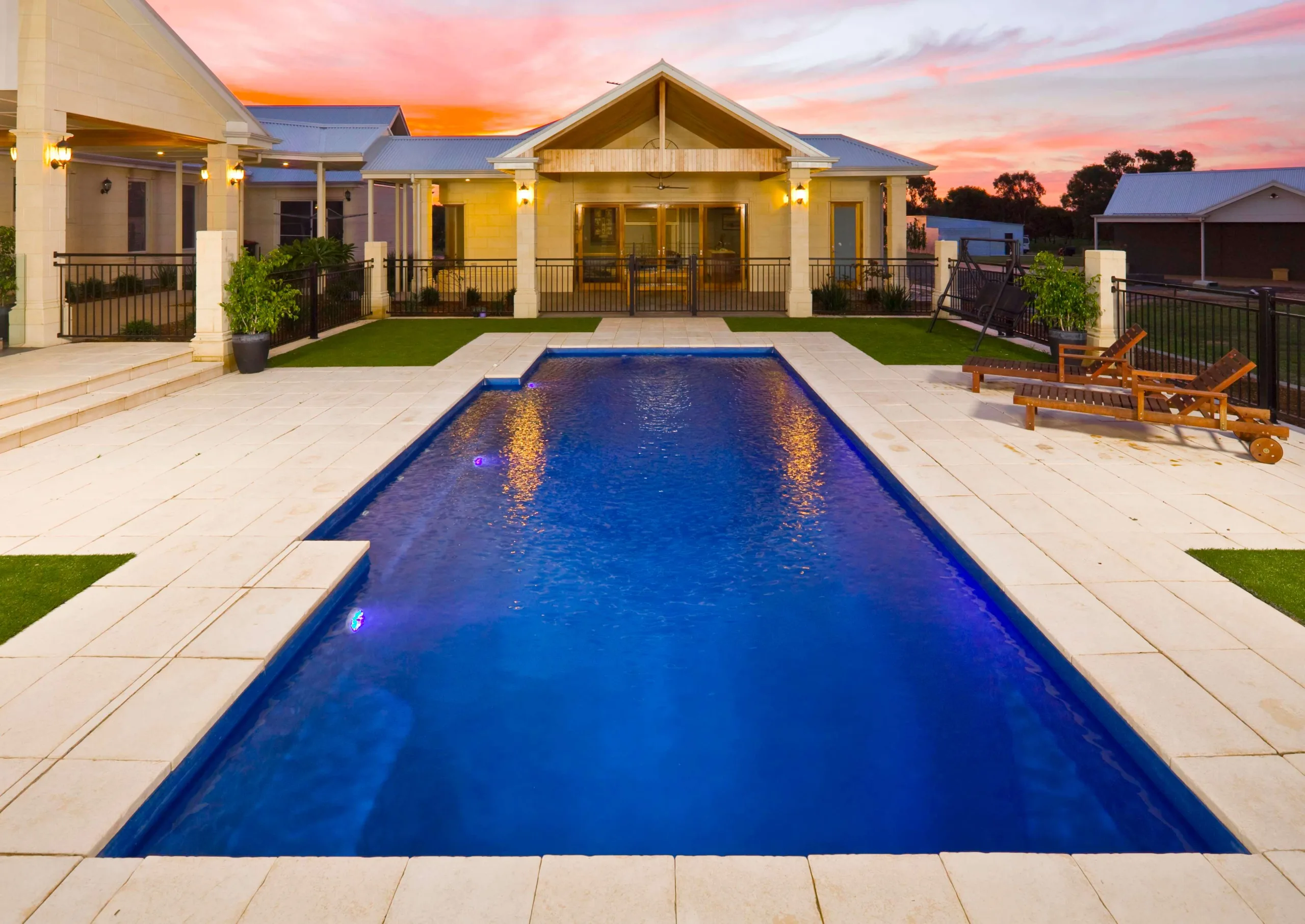 Contemporary pool and outdoor living space
