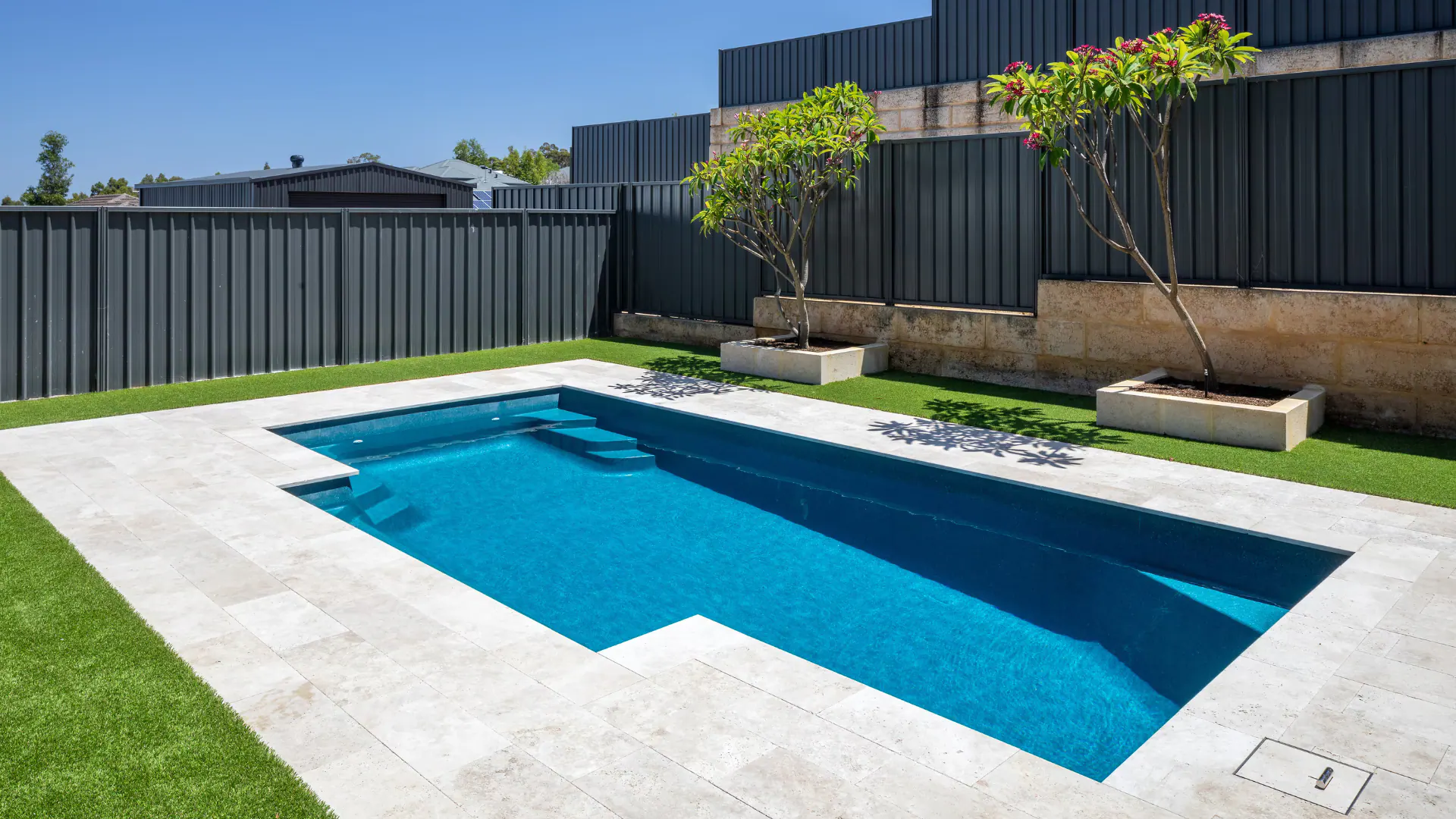 The Senator fibreglass pool installed by Complete Creative Constructions South Brisbane